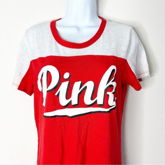 Pink Victoria's Secret Pink Logo Graphic Tee T-shirt Short Sleeve Red Medium - Picture 8 of 14